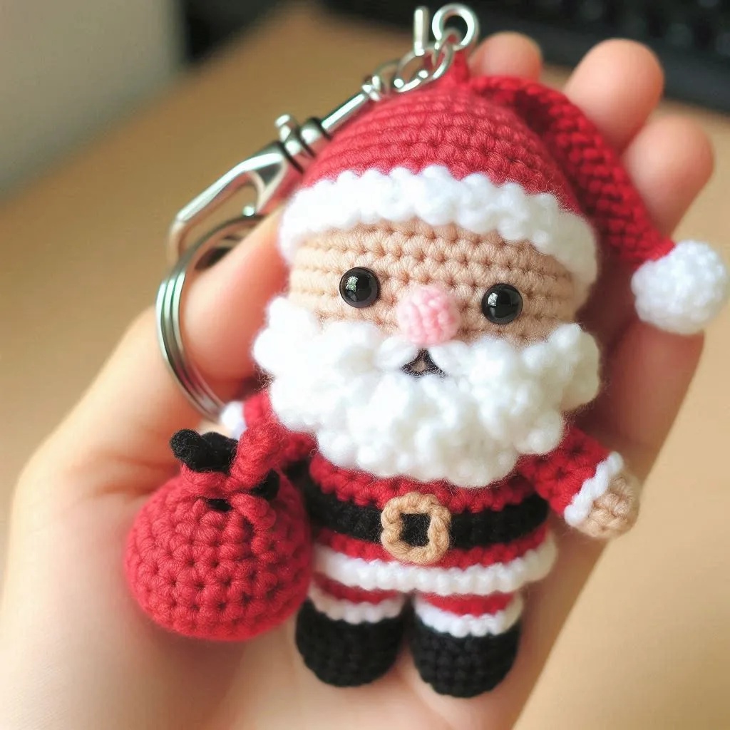 Free Crochet Christmas keychain Patterns Pinterest 
