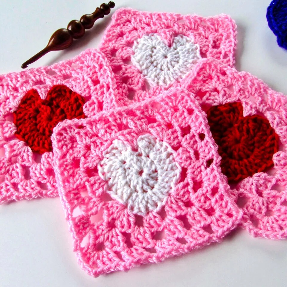 Free Crochet Granny Square Heart Patterns