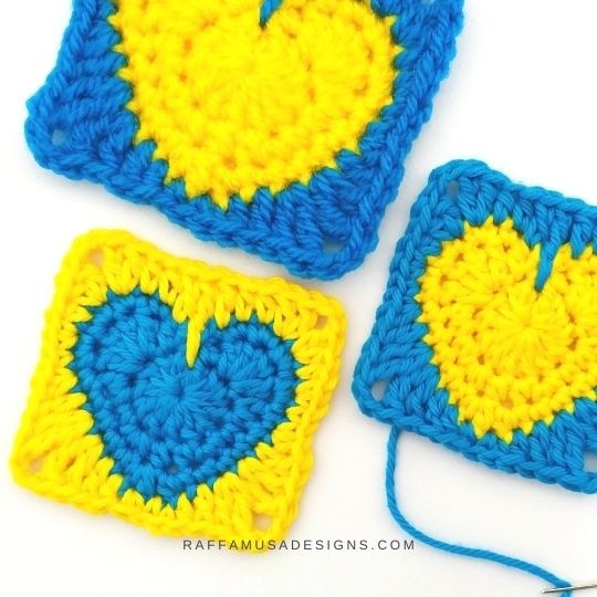 Free Crochet Granny Square Heart Pattern