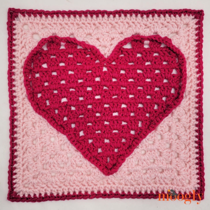 Free Crochet Granny Square Heart Pattern
