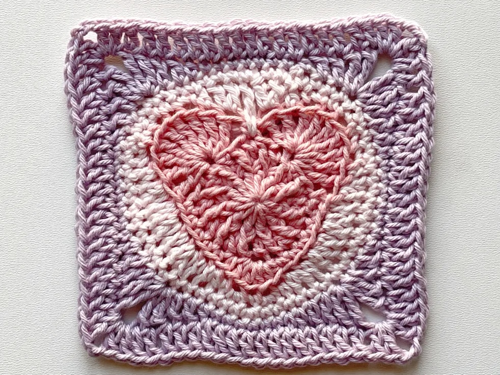 Free Crochet Granny Square Heart Pattern