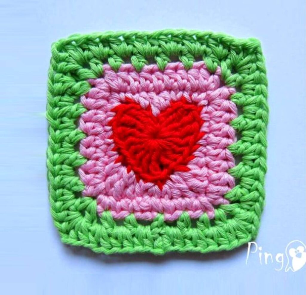Free Crochet Granny Square Heart Patterns