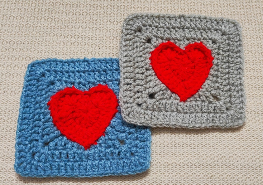 Free Crochet Granny Square Heart Pattern