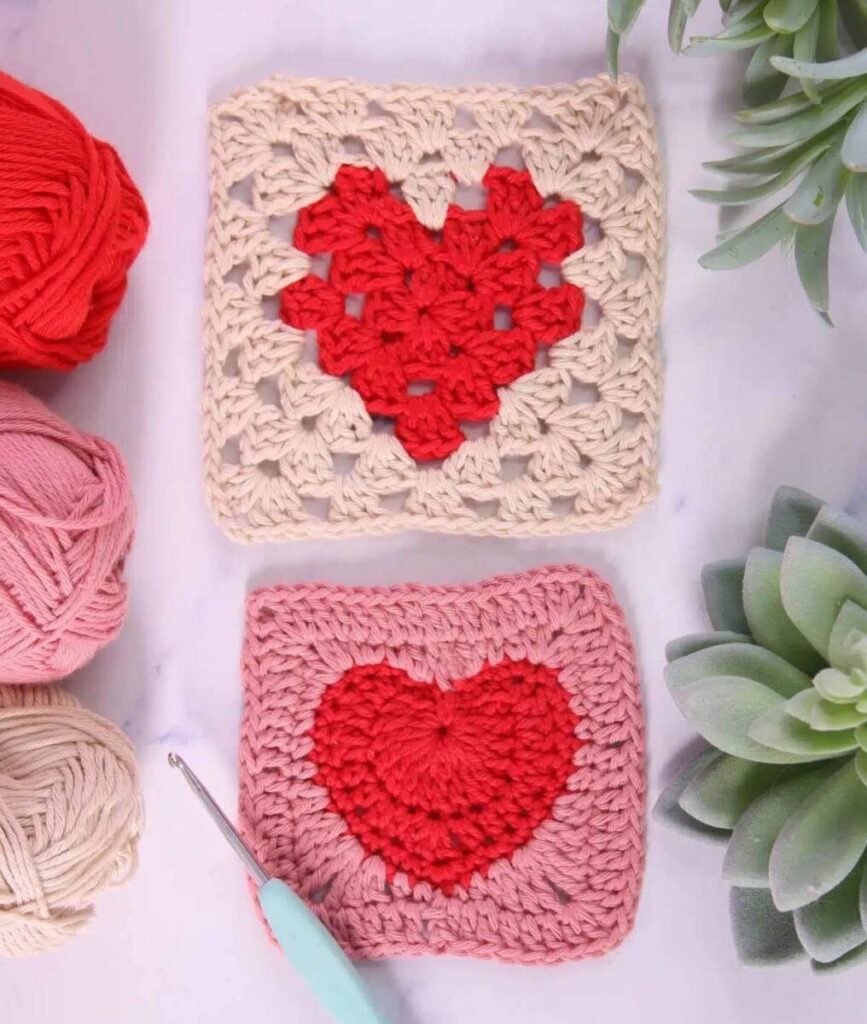Free Crochet Granny Square Heart Pattern