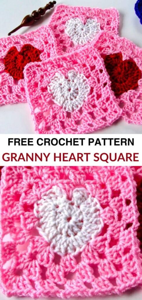 Free Crochet Granny Square Heart Patterns Pinterest