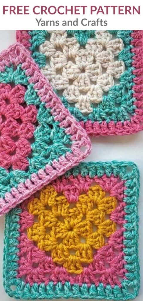 Free Crochet Granny Square Heart Patterns Pinterest