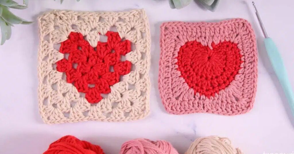 Free Crochet Granny Square Heart Patterns
