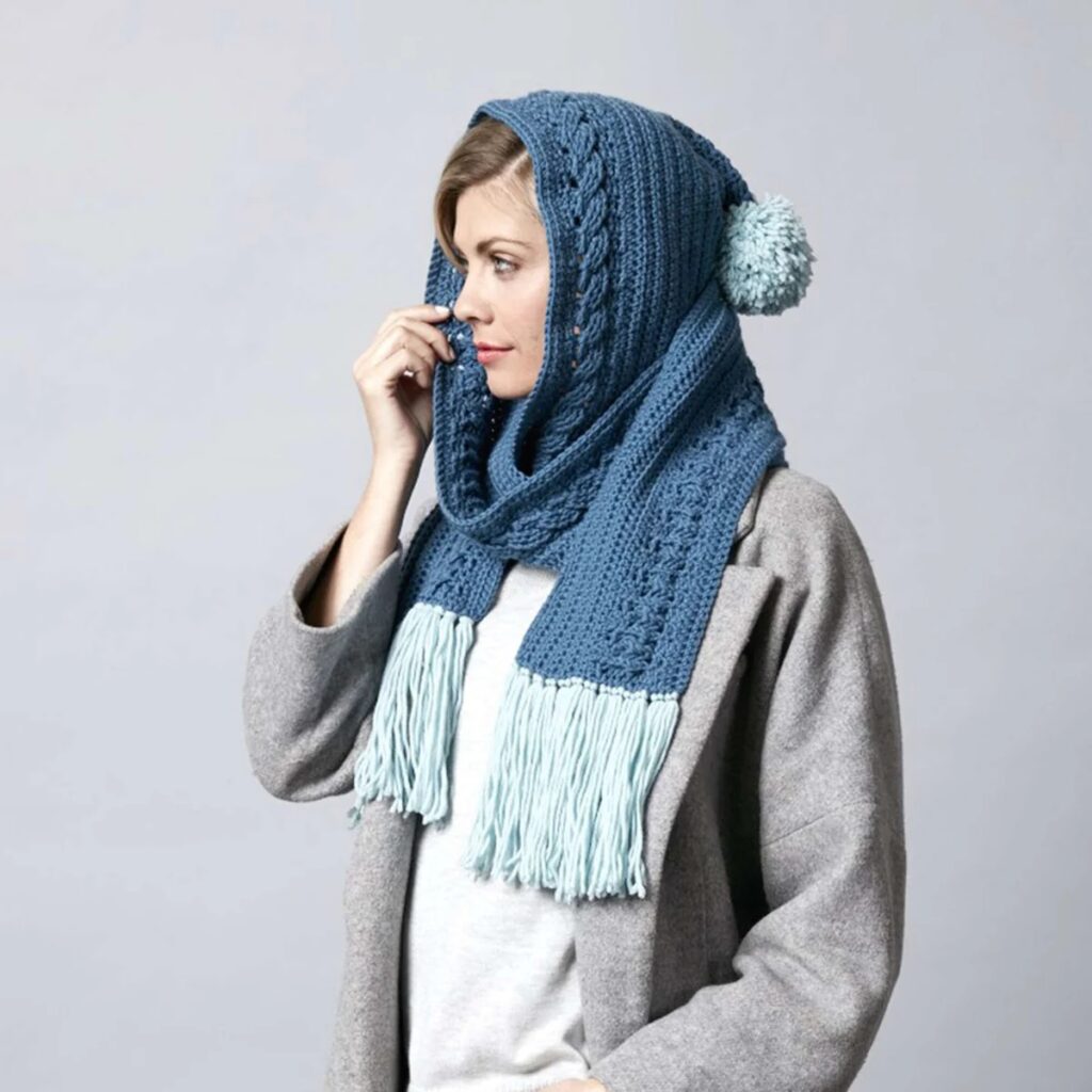 free crochet hooded scarf patterns