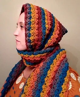 free crochet hooded scarf patterns