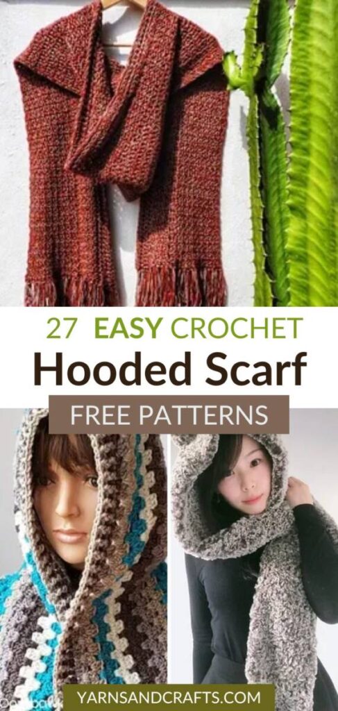 free crochet hooded scarf patterns Pinterest