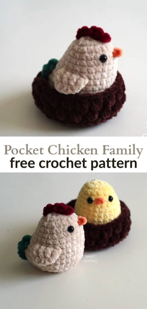 free crochet no-sew amigurumi chicken patterns Pinterest
