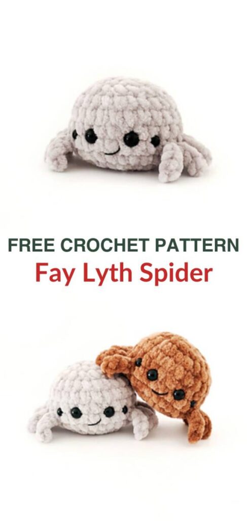free crochet no-sew amigurumi spider pattern Pinterest