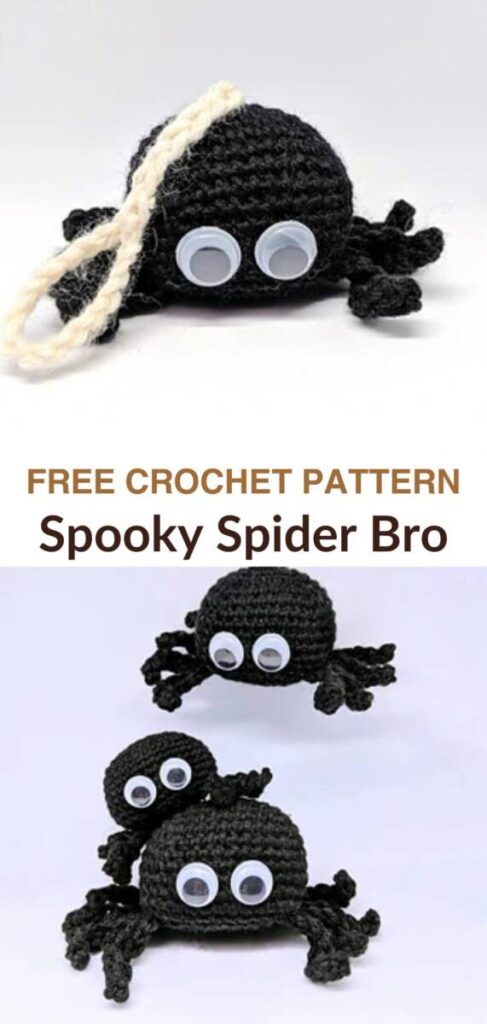 free crochet no-sew amigurumi spider pattern Pinterest