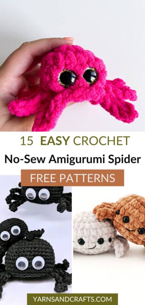 free crochet no-sew amigurumi spider patterns Pinterest