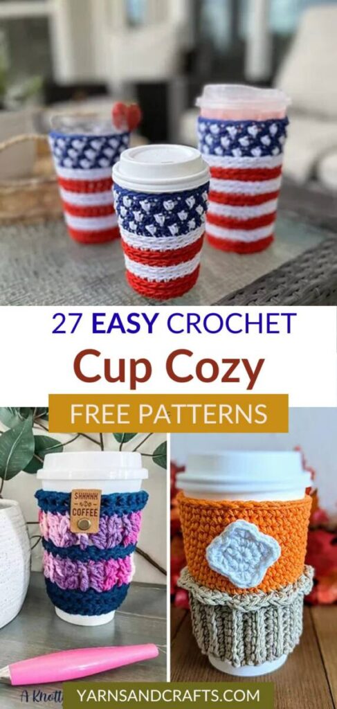 Free crochet cup cozy patterns Pinterest
