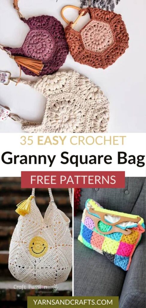 free crochet granny square bag patterns Pinterest