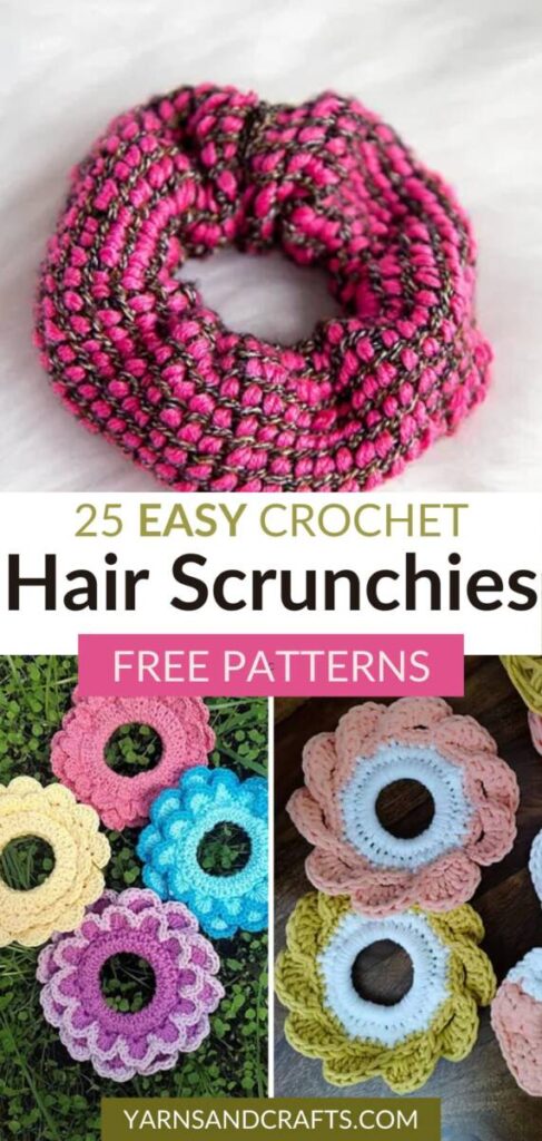 free crochet hair scrunchies patterns Pinterest