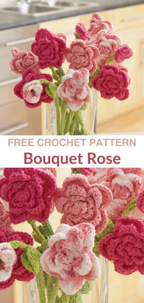free crochet rose patterns Pinterest