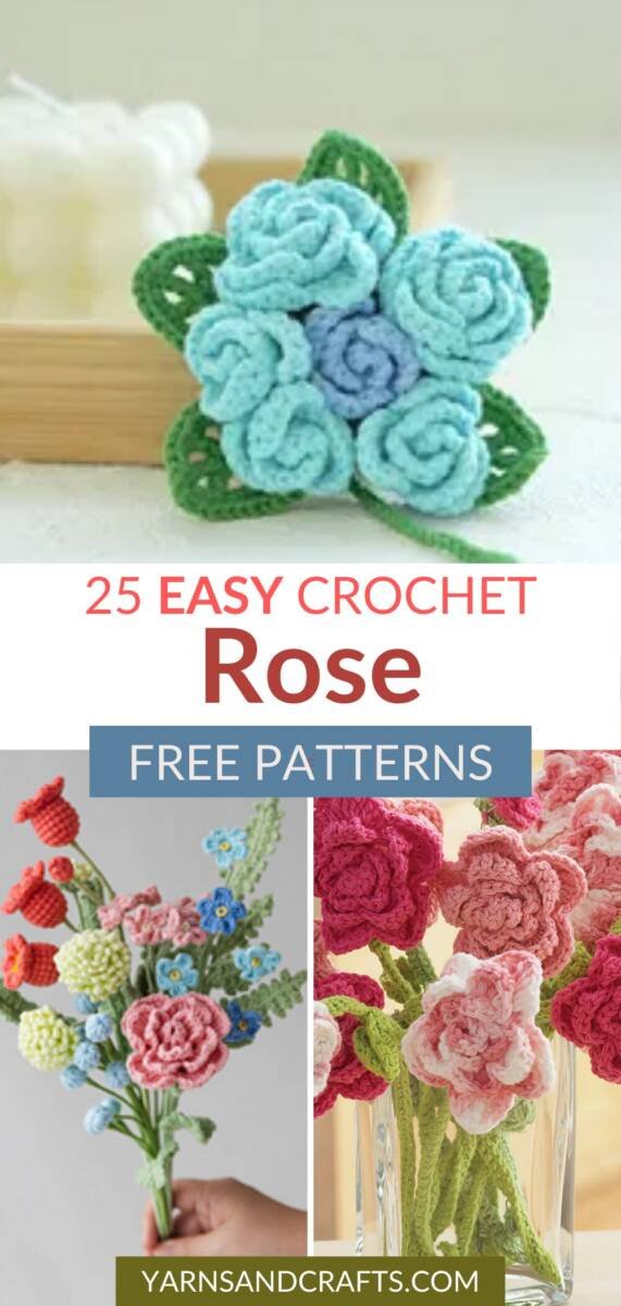 25 Free and Easy Crochet Rose Patterns | Yarns and Crafts