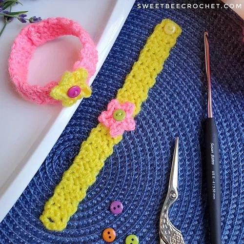 free crochet flower bracelet patterns