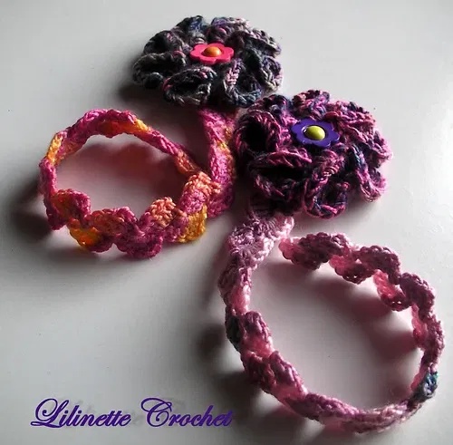 free crochet flower bracelet patterns