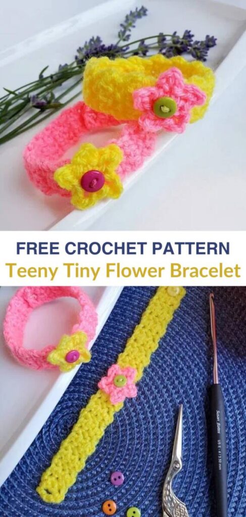 free crochet flower bracelet patterns Pinterest