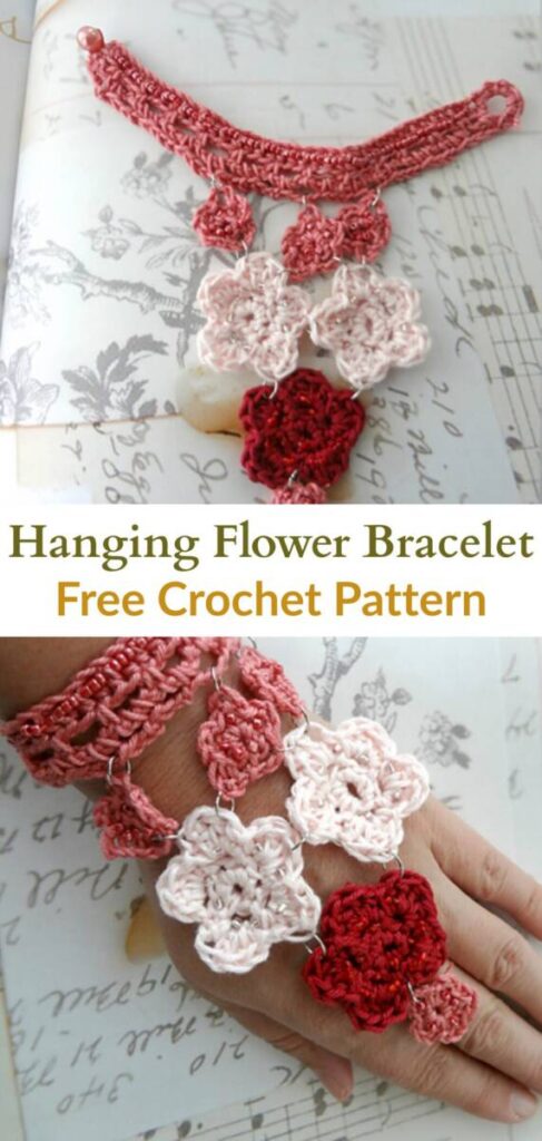 free crochet flower bracelet patterns Pinterest
