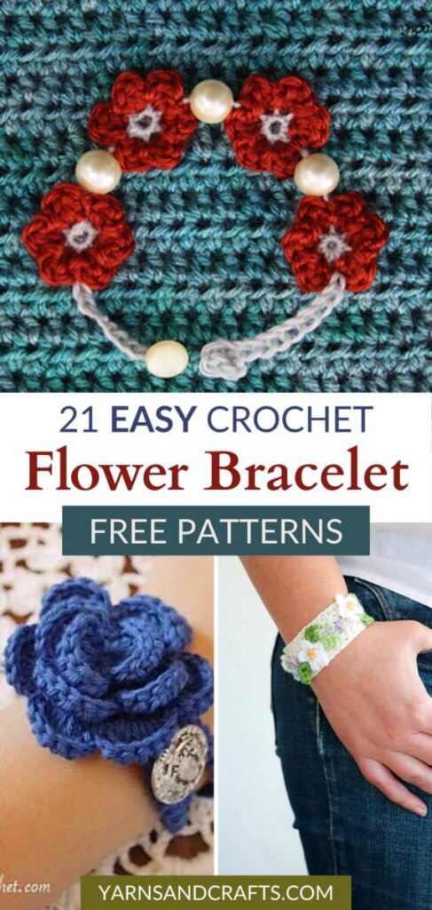 free crochet flower bracelet patterns Pinterest