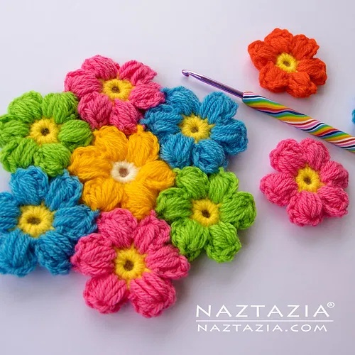 Free Crochet Puff Flower Patterns