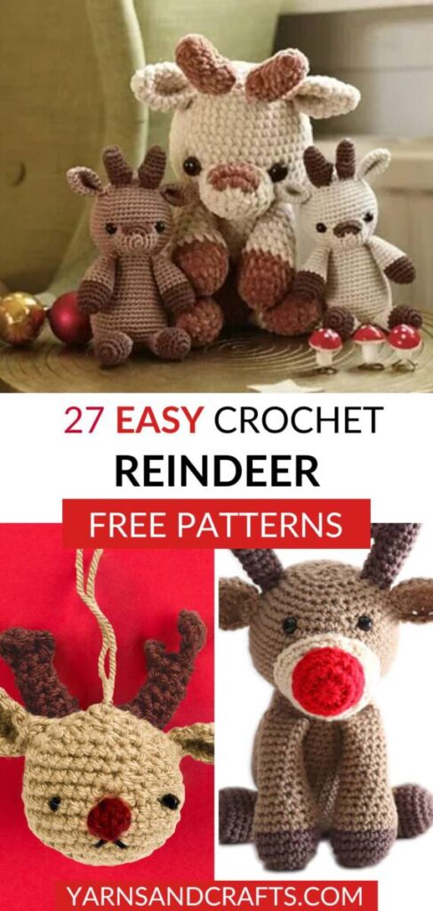 Free Crochet Pocket Reindeer Patterns Pinterest
