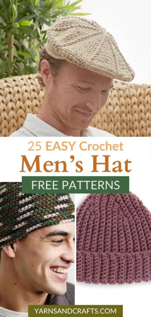 free crochet men's hat patterns Pinterest