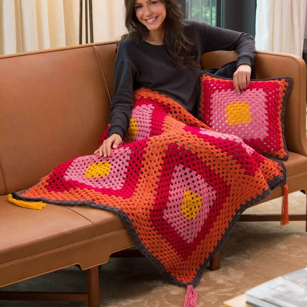 Free Crochet Retro Throw & Pillow Patterns Pinterest