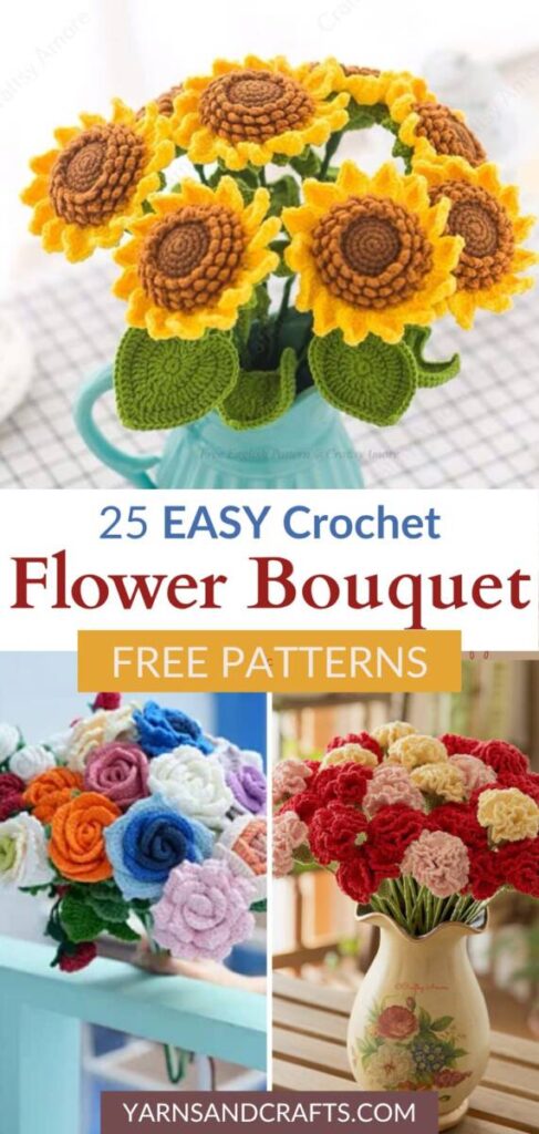 Free crochet flower bouquet patterns Pinterest