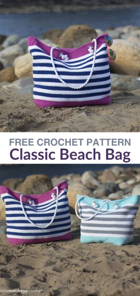 Free crochet beach summer tote bag patterns Pinterest
