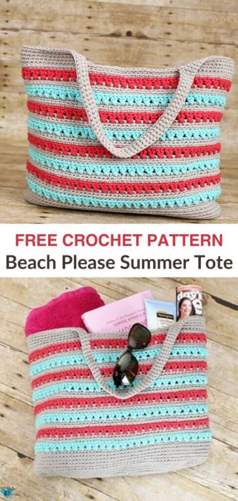 Free crochet beach summer tote bag patterns Pinterest