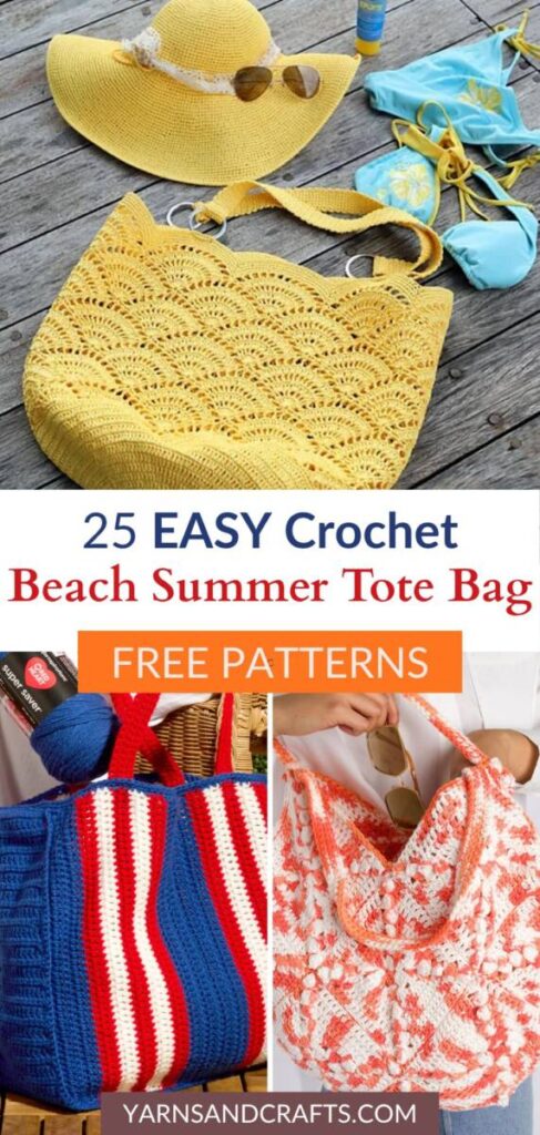 Free crochet beach summer tote bag patterns Pinterest