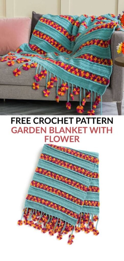 Free Crochet Blanket with Flowers Patterns Pinterest