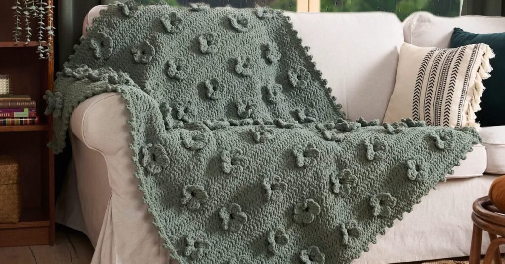 Free Crochet Blanket with Flowers Patterns Featured Image