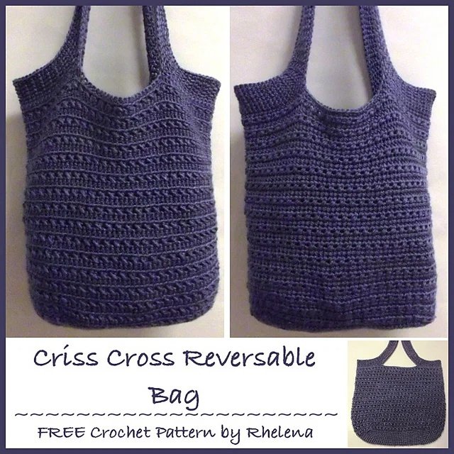 Free crochet crisscross mini tote patterns