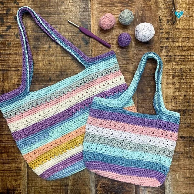 Free crochet crisscross mini tote patterns