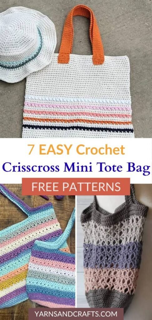 Free crochet crisscross mini tote patterns Pinterest