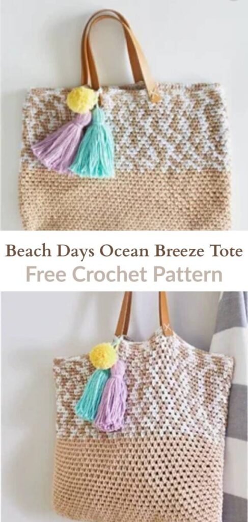 Free crochet ocean breeze tote patterns Pinterest
