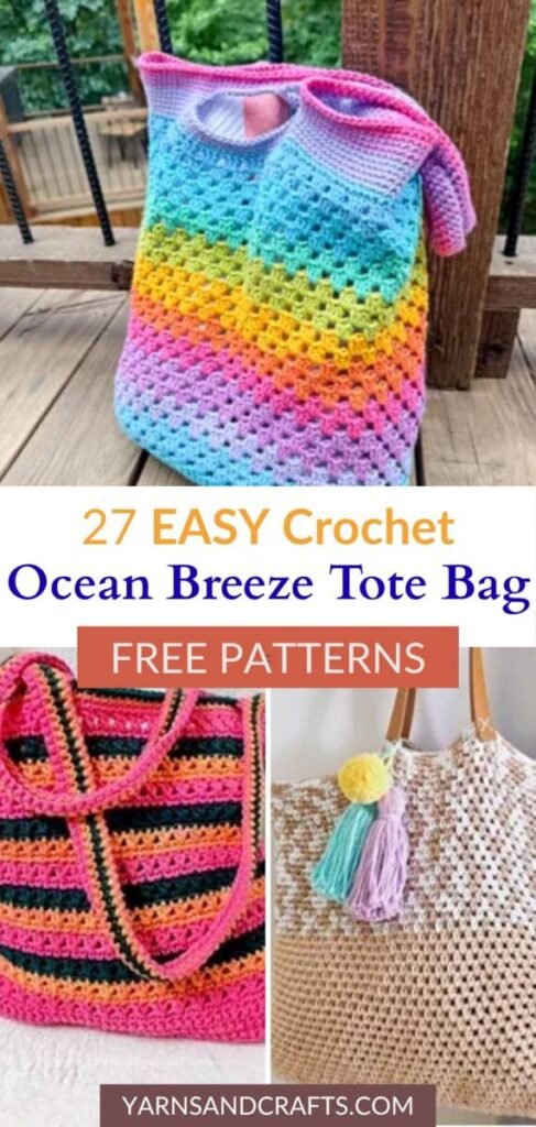 Free crochet ocean breeze tote patterns Pinterest.
