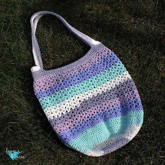 Free crochet v-stitch market bag patterns