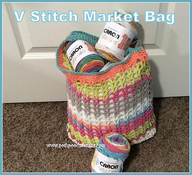 Free crochet v-stitch market bag patterns