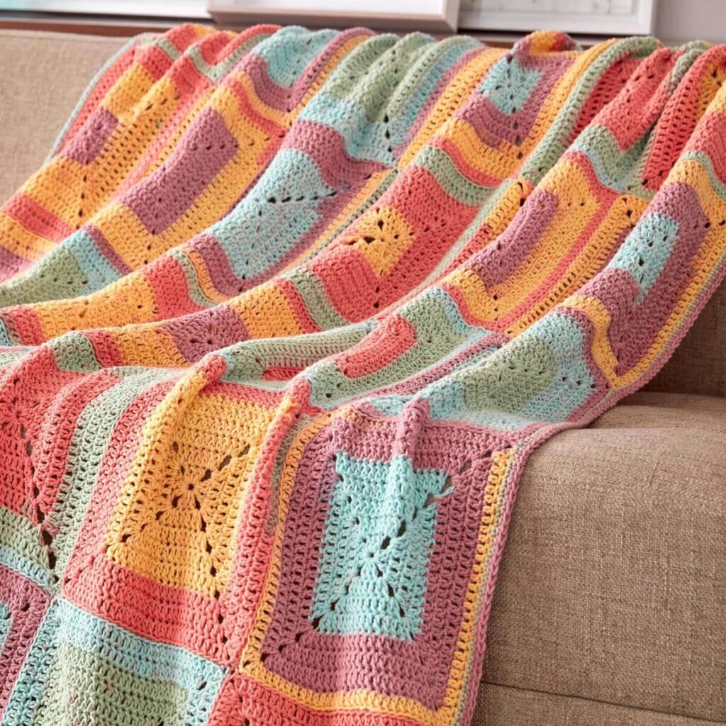 Free Crochet Granny Square Blanket Patterns Pinterest