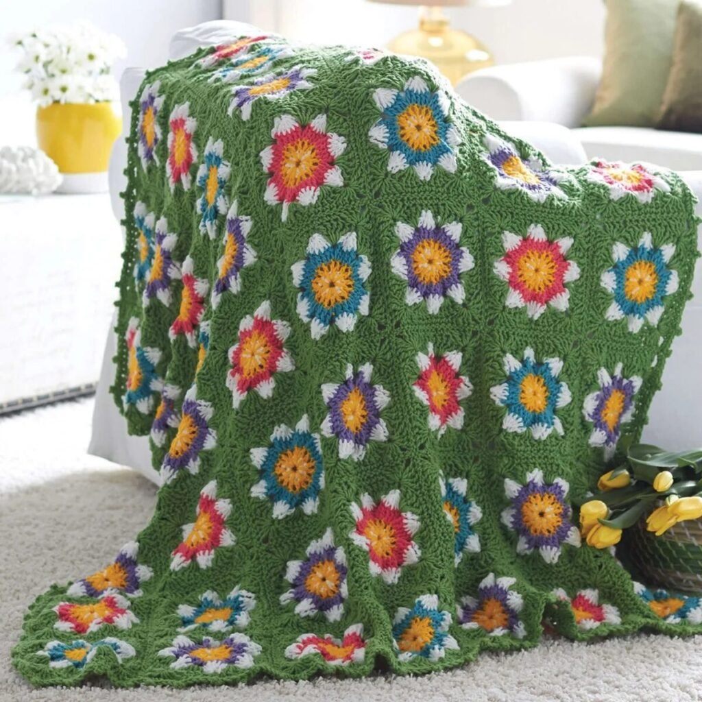 Free Crochet Blanket with Flowers Patterns