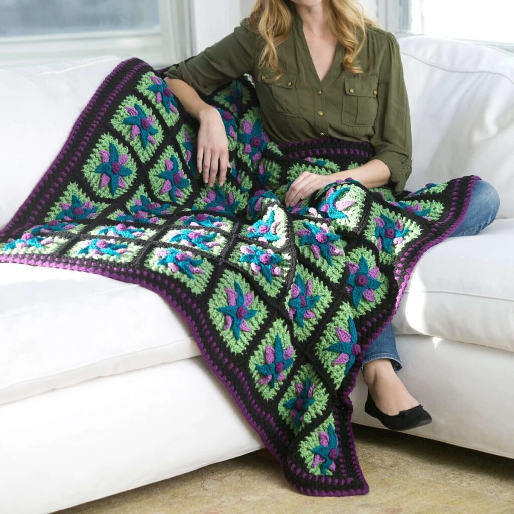 Free Crochet Blanket with Flowers Patterns