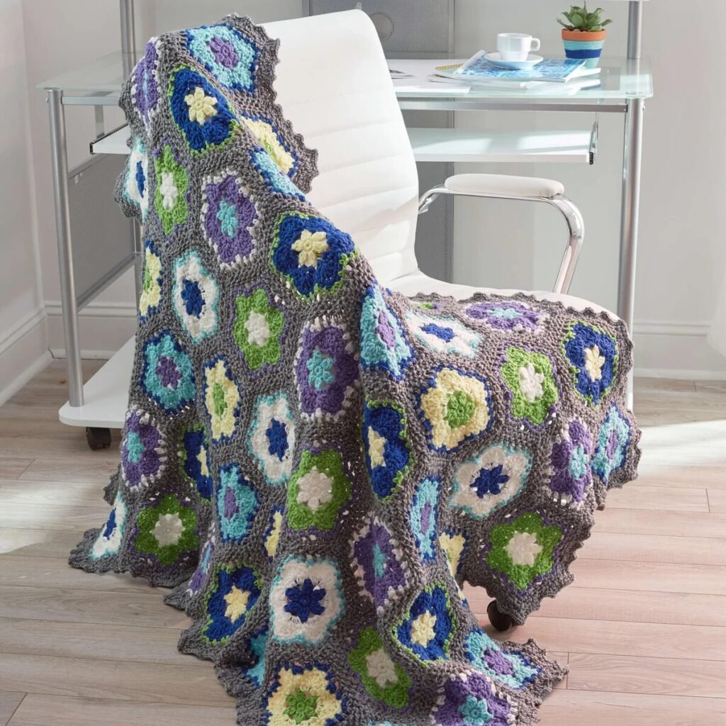 Free Crochet Blanket with Flowers Patterns