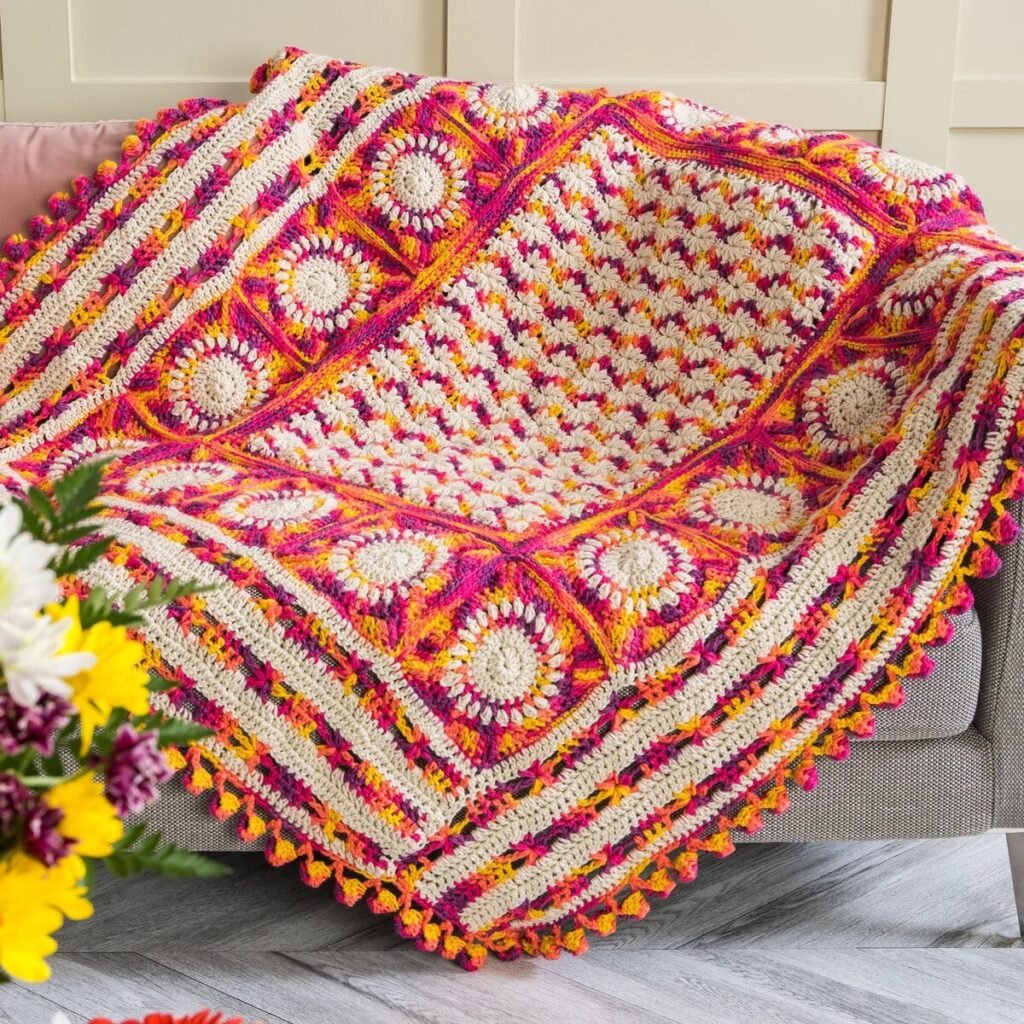 Free Crochet Blanket with Flowers Patterns
